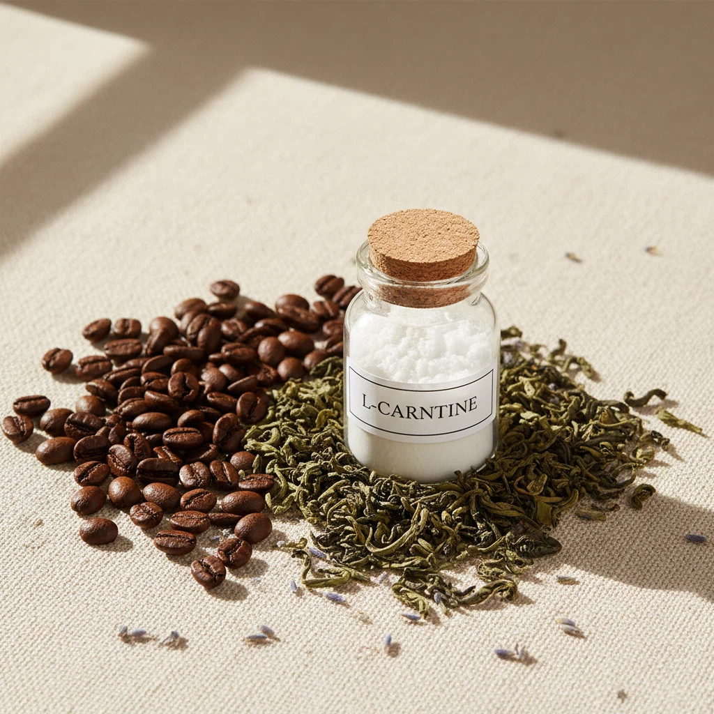 Kaffeebohnen, Grünteeblätter und L-Carnitin Inhaltsstoffe - natürliche Nährstoffe